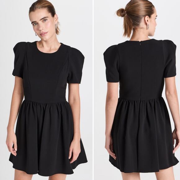 NWT Black Halo Black Crepe Chadwick Mini Dress Short Sleeve Round Neck Size 6 - Picture 1 of 16
